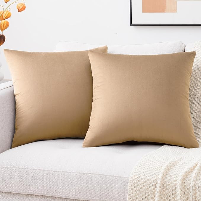 Mixhug Decorative Throw Pillow Covers, Velvet Cushion Covers, Solid Throw Pillow Cases for Couch ... | Amazon (US)