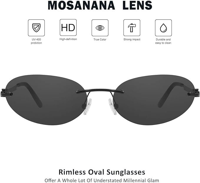 mosanana Y2K Oval Sunglasses for Women and Men Mod. Hacker | Amazon (US)