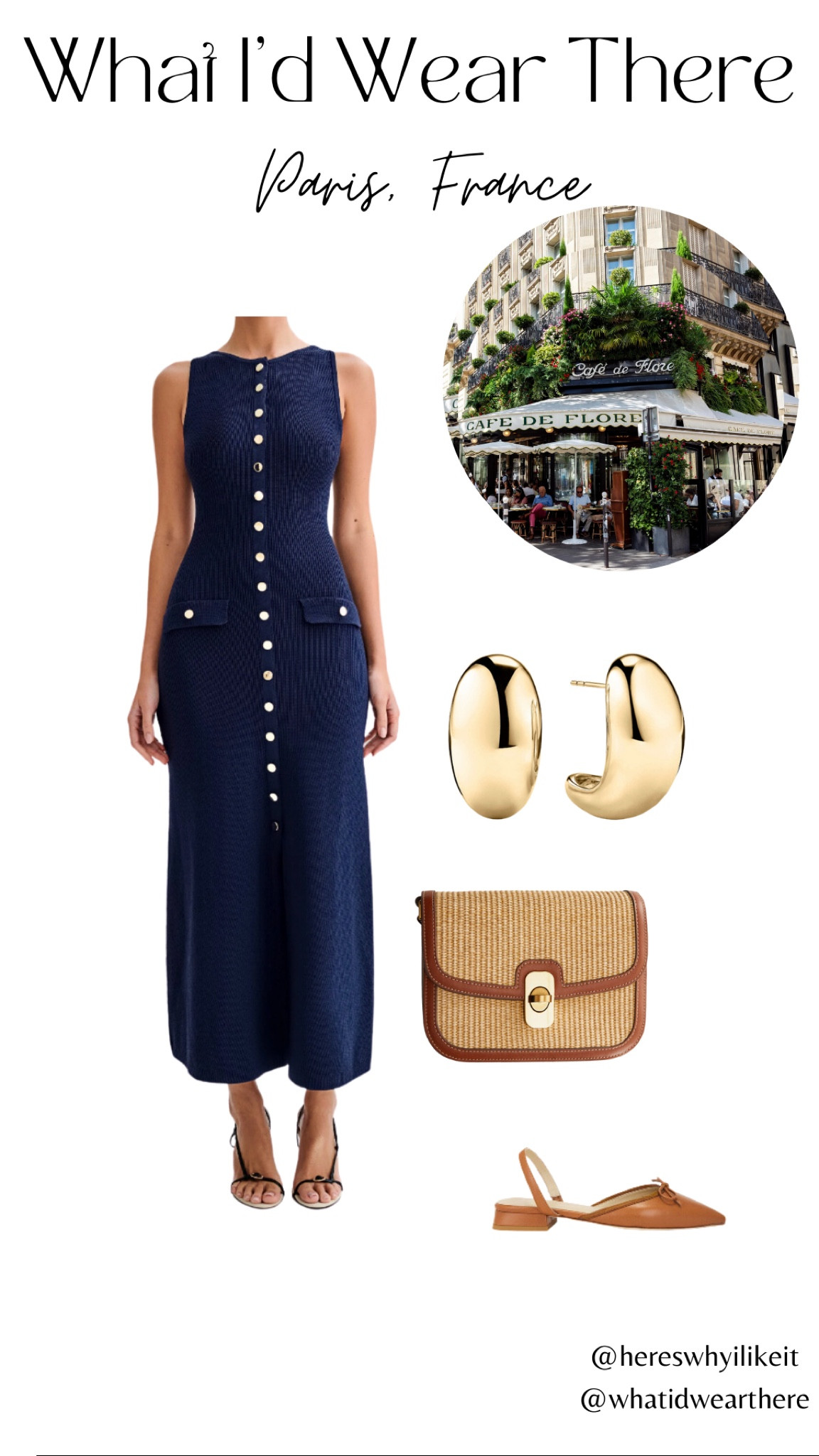 Simple, chic, elegant - perfect for a Paris cafe and sightseeing. 

Cafe de flore, Paris cafe, packing list, what I’d wear there, what to wear, in Paris, France, gold accent, sling back, slingback, rattan purse, gold earrings, Monica vinader, mejuri, Eiffel Tower, Olympics 

#LTKShoeCrush #LTKStyleTip #LTKTravel