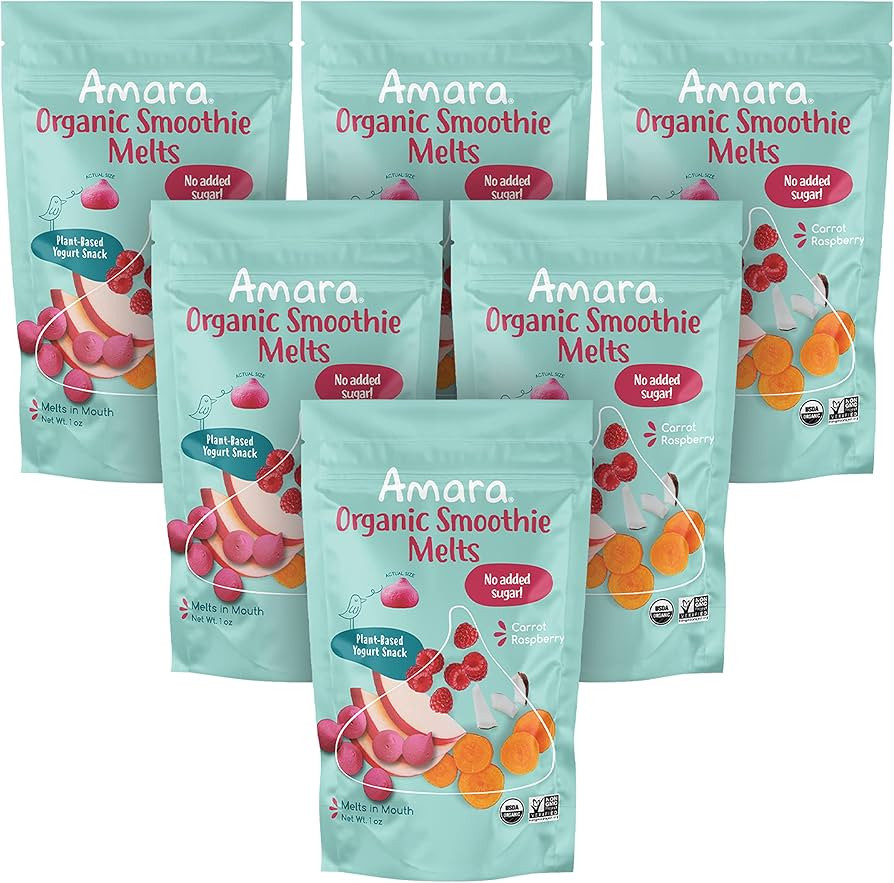 Amara Smoothie Melts - Carrot Raspberry - Baby Snacks Made With Fruits and Vegetables - Healthy T... | Amazon (US)