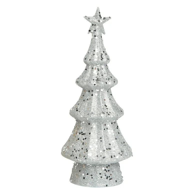 Transpac  Artificial 12 in. Silver Christmas Light Up Glamorous Tree - Glittery Silver - 5" x 5" ... | Walmart (US)