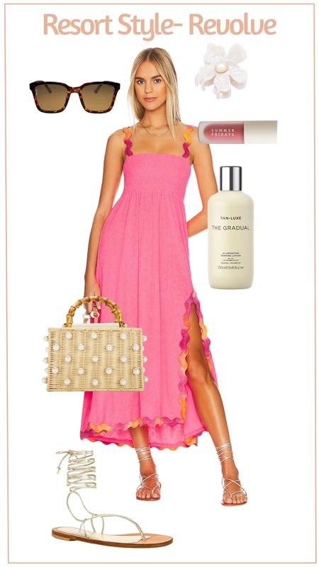 This resort style look is from revolve! I love the pink dress with the ric rac trim! 

#LTKstyletip #LTKSeasonal #LTKfindsunder100
