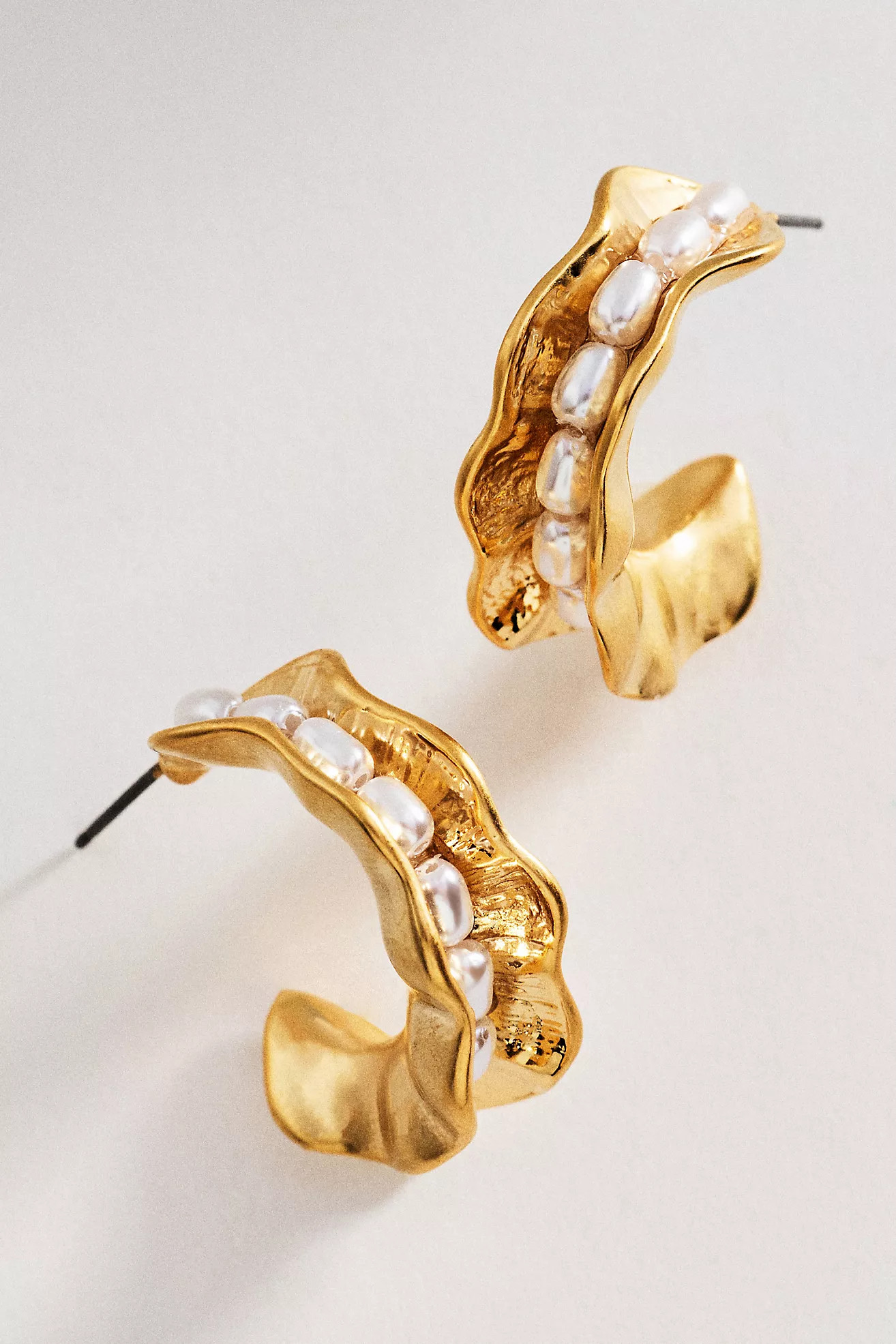 By Anthropologie Pearl Textured Hoop Earrings | Anthropologie (US)