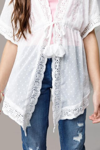 franki Front Tie Clip Dot Kimono for Girls - francesca's | Francesca's