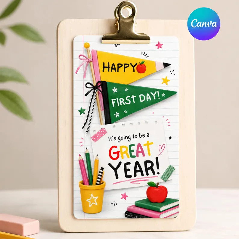 First Day Of Schoo, Gift Tag Printable Digital, Download Back To School, Tag Canva Template Class... | Etsy (Global)