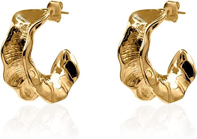 18k Yellow Gold Plated and Silver Tone Hoop Earrings | Amazon (US)