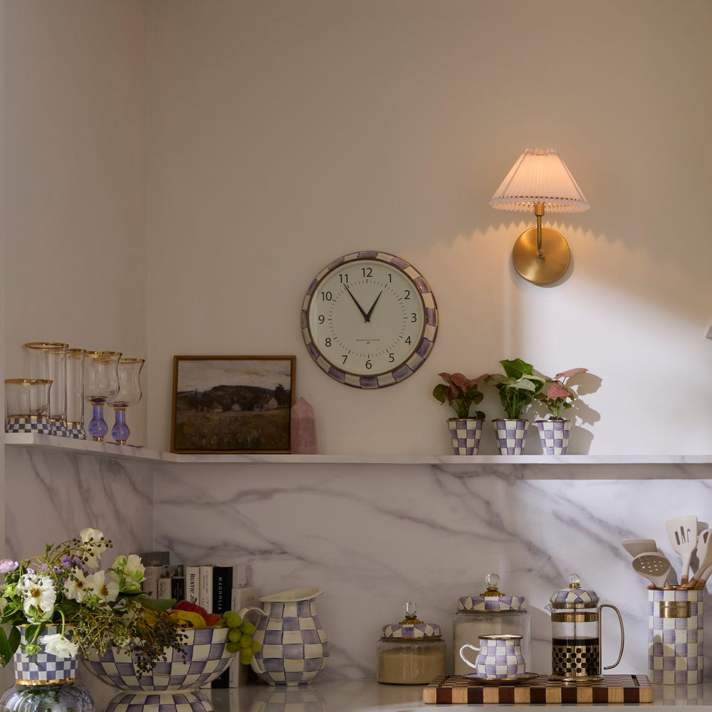 Violet Check School Wall Clock | MacKenzie-Childs
