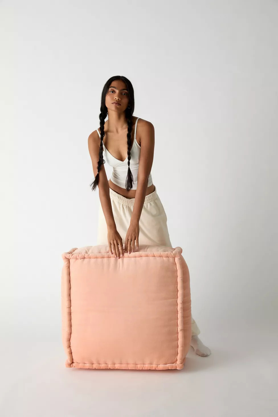 Evelyn Velvet Bean Bag Ottoman | Urban Outfitters (US and RoW)