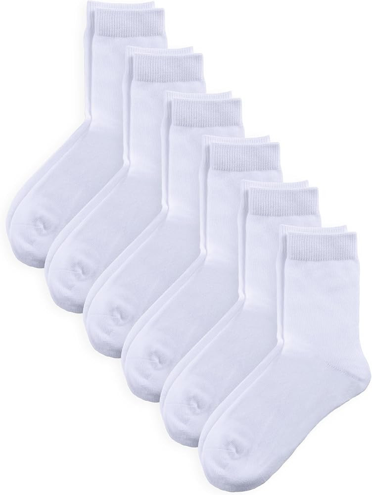 COTTON DAY Unisex Kids Boys Girls Soft Cotton School Socks Black White Navy | Amazon (US)