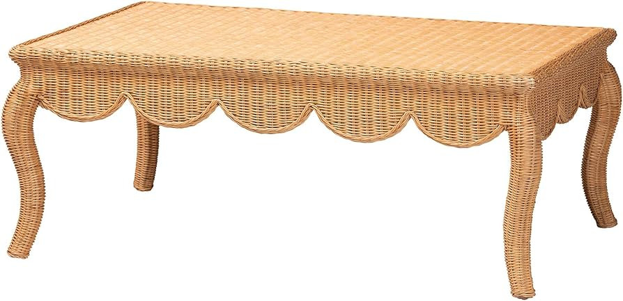 Bali & pari Deborah Natural Rattan Coffee Table - Handwoven Wicker Accent Table with Cabriole Leg... | Amazon (US)