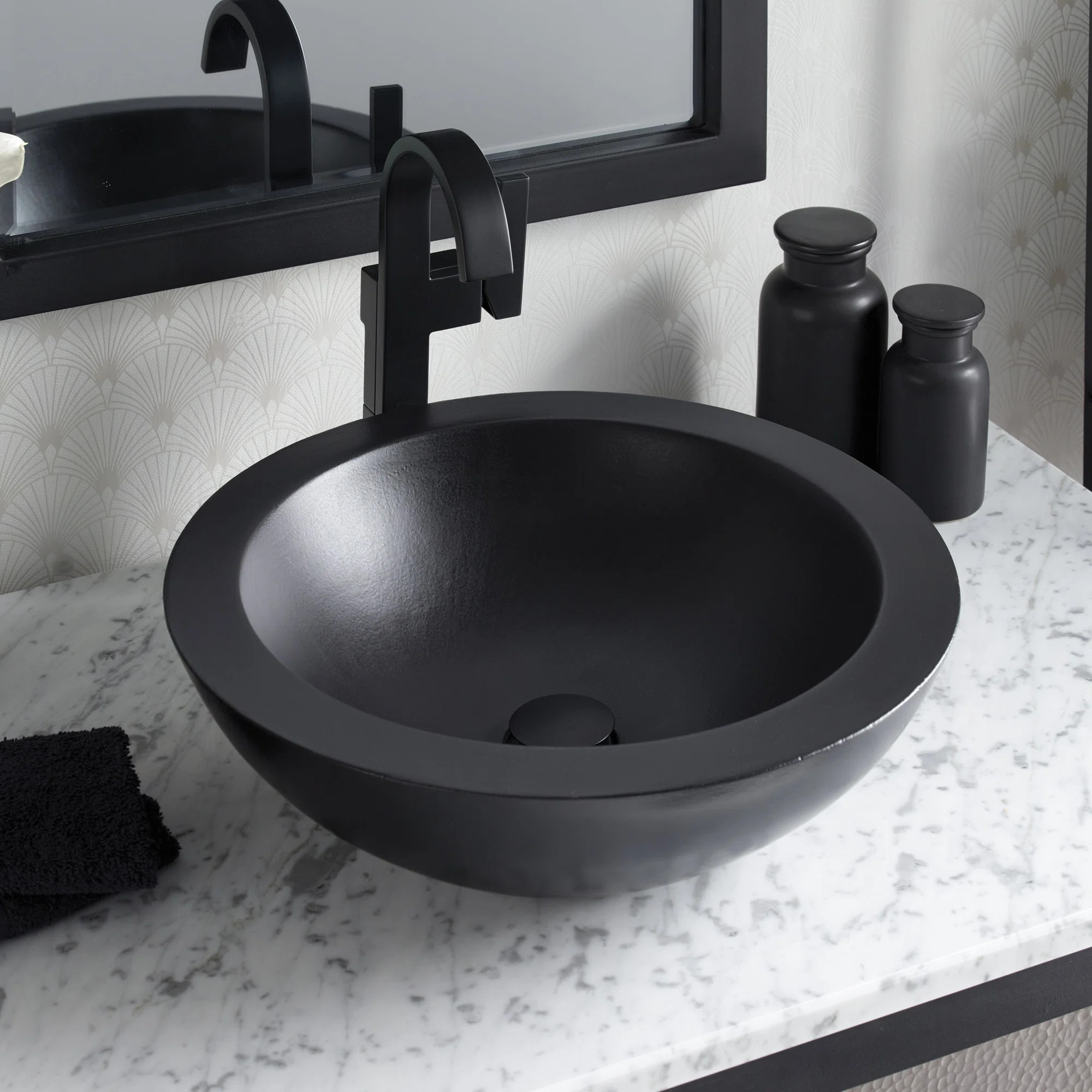 NSL1705-C Morro Concrete Handmade Circular Vessel Bathroom Sink | Wayfair North America