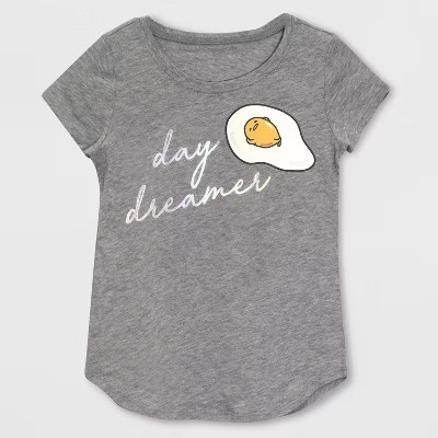 Girls' Gudetama 'Day Dreamer' Short Sleeve T-Shirt - Heather Gray | Target