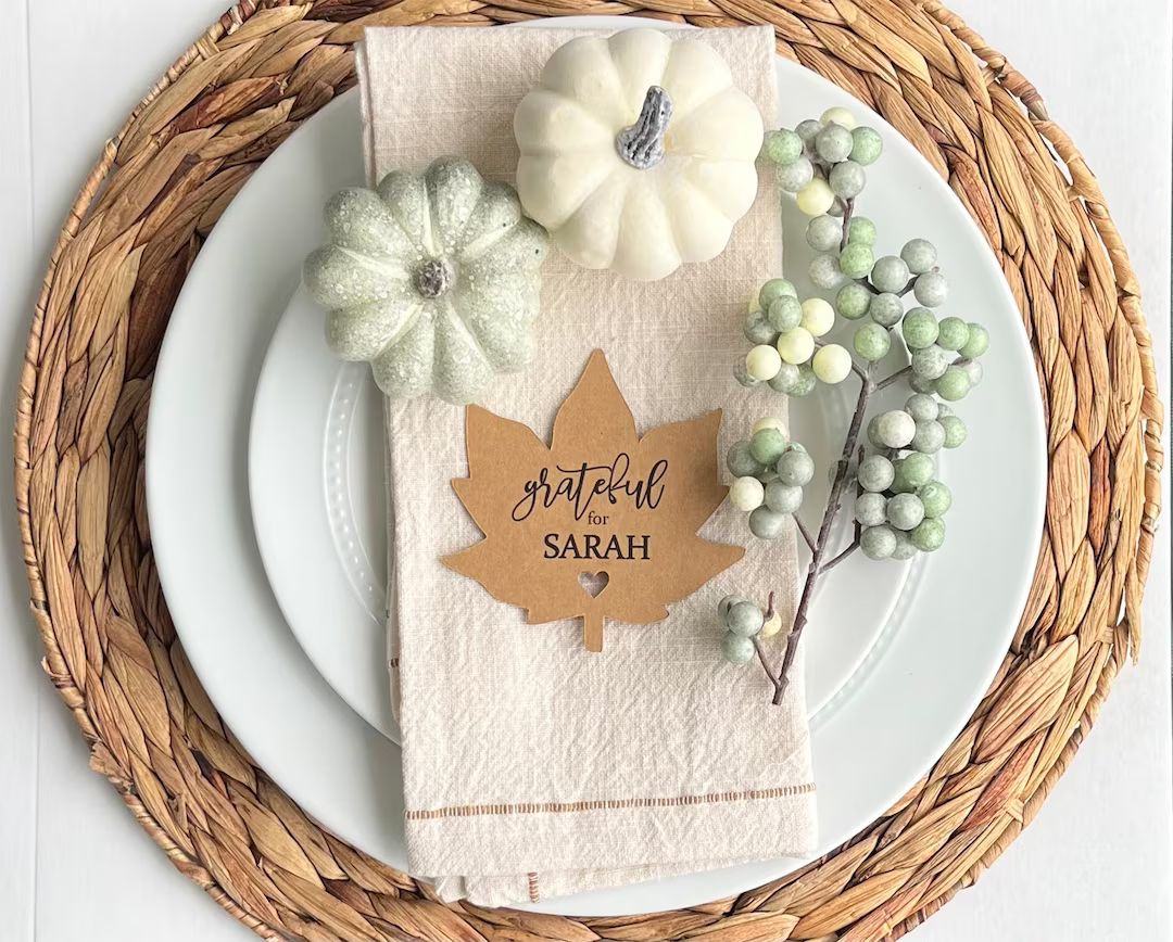 Kraft Thanksgiving Place Cards Maple Leaf Name Tags - Etsy | Etsy (US)