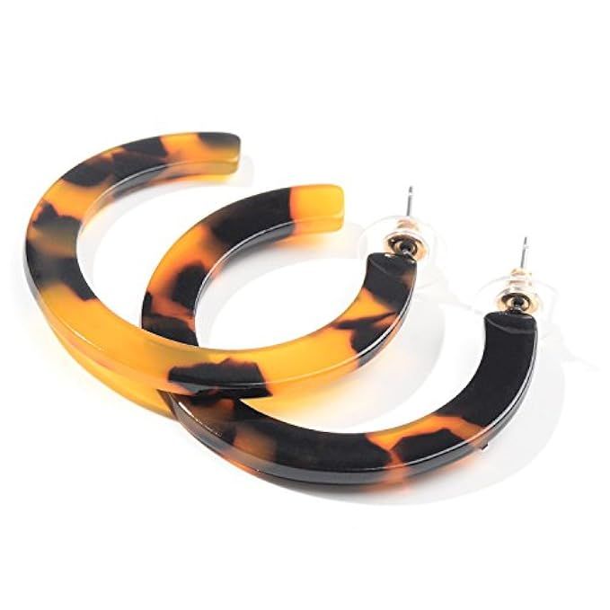 Acrylic Tortoise Shell Leopard Geo Hoop Earrings for Women | Amazon (US)