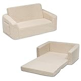 Delta Children Cozee Flip-Out Sherpa 2-in-1 Convertible Sofa to Lounger for Kids, Cream | Amazon (US)