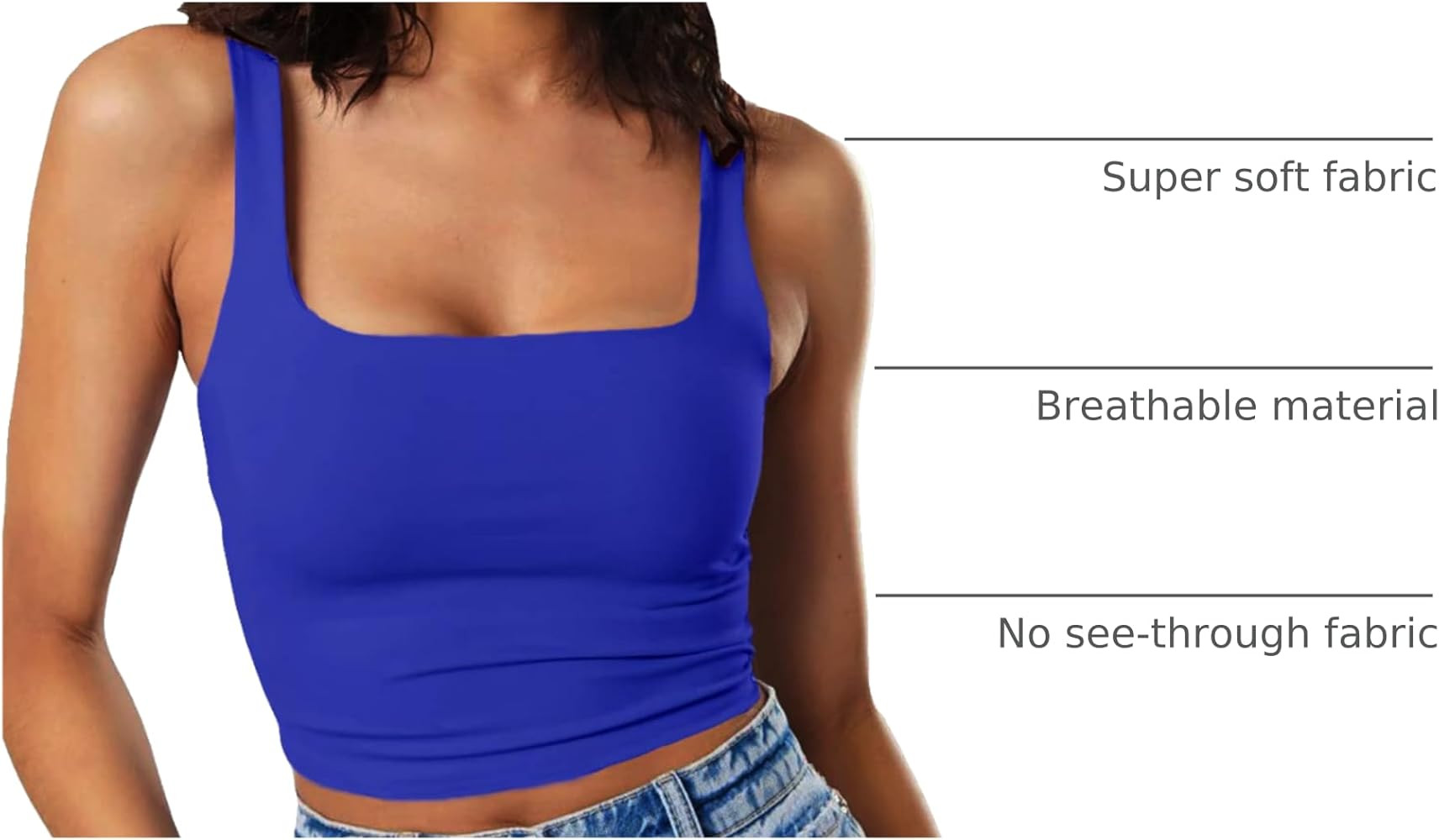 Artfish Women's Sleeveless Strappy Tank Square Neck Double Layer Workout Fitness Casual Basic Cro... | Amazon (US)