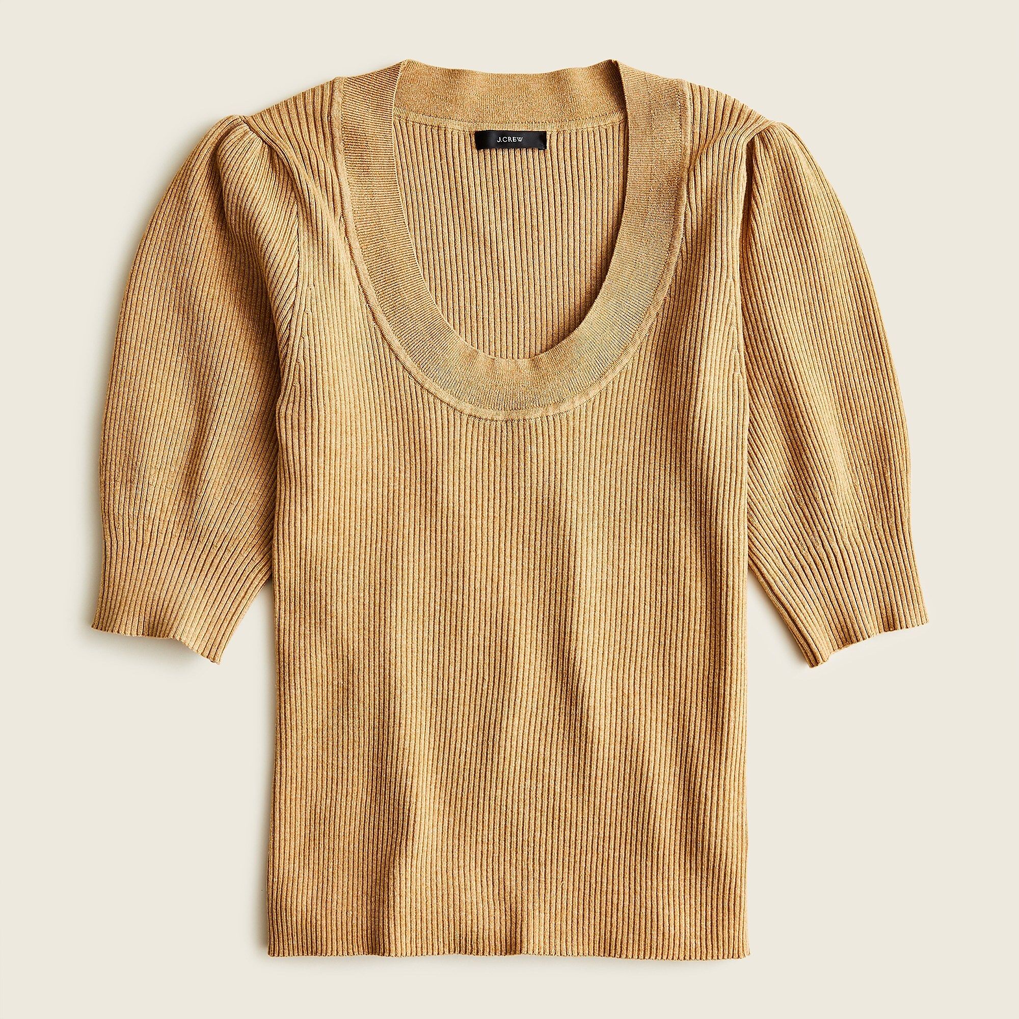 Puff-sleeve silk-blend sweater | J.Crew US
