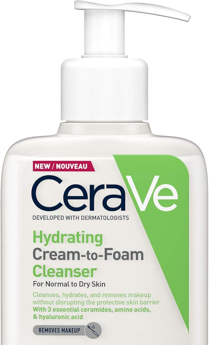 CeraVe Hydrating Cream-to-Foam Cleanser | 236ml/8oz | Removes Makeup and Cleanses with Hyaluronic... | Amazon (UK)