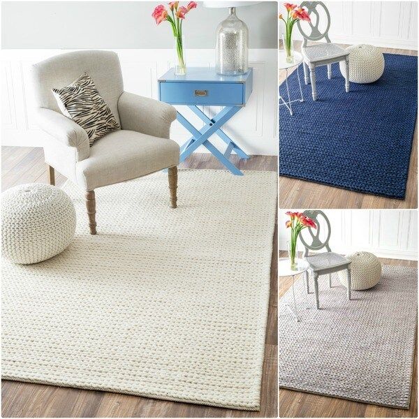 nuLOOM Handmade Braided Cable White New Zealand Wool Rug (6' x 9') | Bed Bath & Beyond