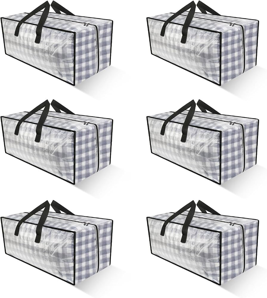Clear Storage Bags with Zipper, 6 Pack Large Moving Bags Heavy Duty Extra Large, Plastic Storage ... | Amazon (US)
