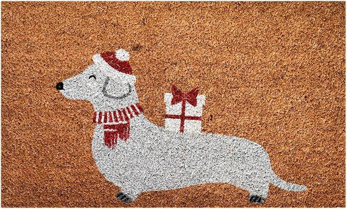 Ninamar Door Mat Holiday Dachshund Dog Natural Coir - 29.5 x 17.5 inch | Amazon (US)