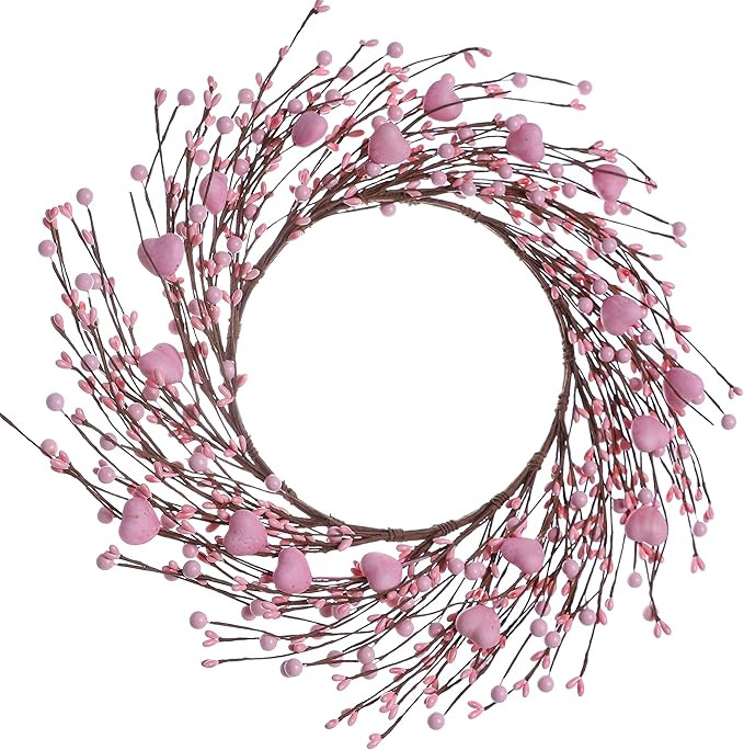 LLZLL Valentine’s Day Wreath,15 Inches Valentine’s Day Wreaths for Front Door Pink Heart Wrea... | Amazon (US)