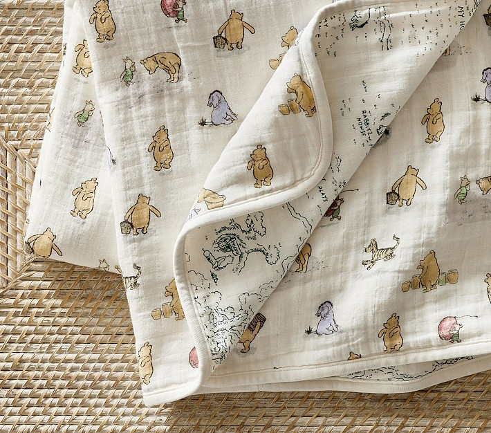 Disney's Winnie the Pooh Oversized Organic Muslin Baby Blanket | Pottery Barn Kids