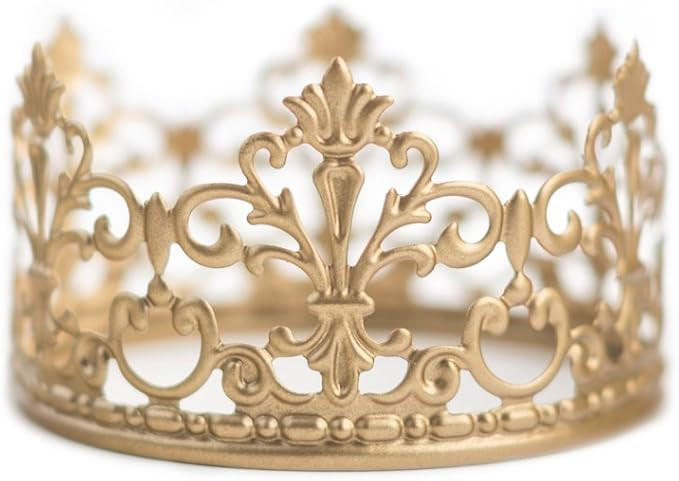 Gold Crown Cake Topper, Vintage Crown, Small Gold Wedding Cake Top, Princess Cake, The Queen of C... | Amazon (US)