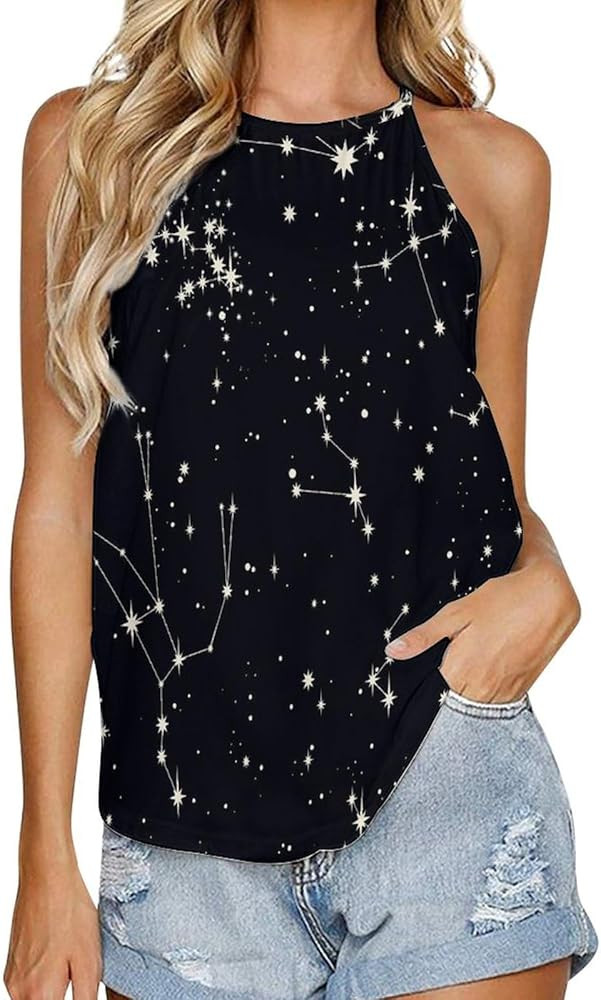 Flowy Tank Tops for Women, Casual Halter Cami Tops with Spaghetti Straps, Sleeveless Summer Blous... | Amazon (US)