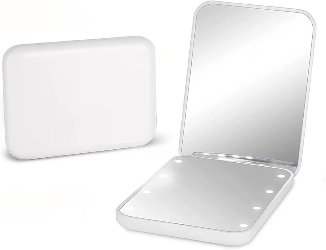 Kintion Pocket Mirror, 1X/3X Magnification LED Compact Travel Makeup Mirror with Light for Purse,... | Amazon (US)