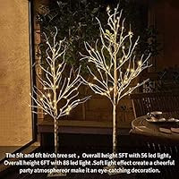 PABIPABI （Pack of 2） White Birch Tree with Lights Set 5FT 6FT Christmas Tree Lights Combo Kit... | Amazon (US)
