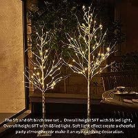 PABIPABI （Pack of 2） White Birch Tree with Lights Set 5FT 6FT Christmas Tree Lights Combo Kit... | Amazon (US)