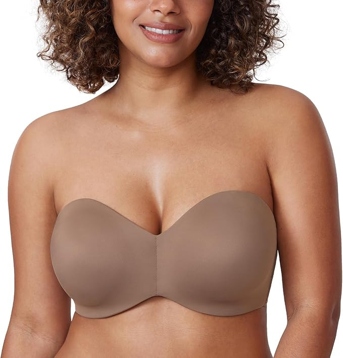 DELIMIRA Women's Strapless Bra Unlined Underwire Minimizer Plus Size Support | Amazon (US)