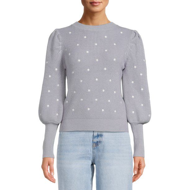 Dreamers by Debut - Dreamers by Debut Women's Embroidered Polka Dot Pullover with Puff Sleeves - ... | Walmart (US)