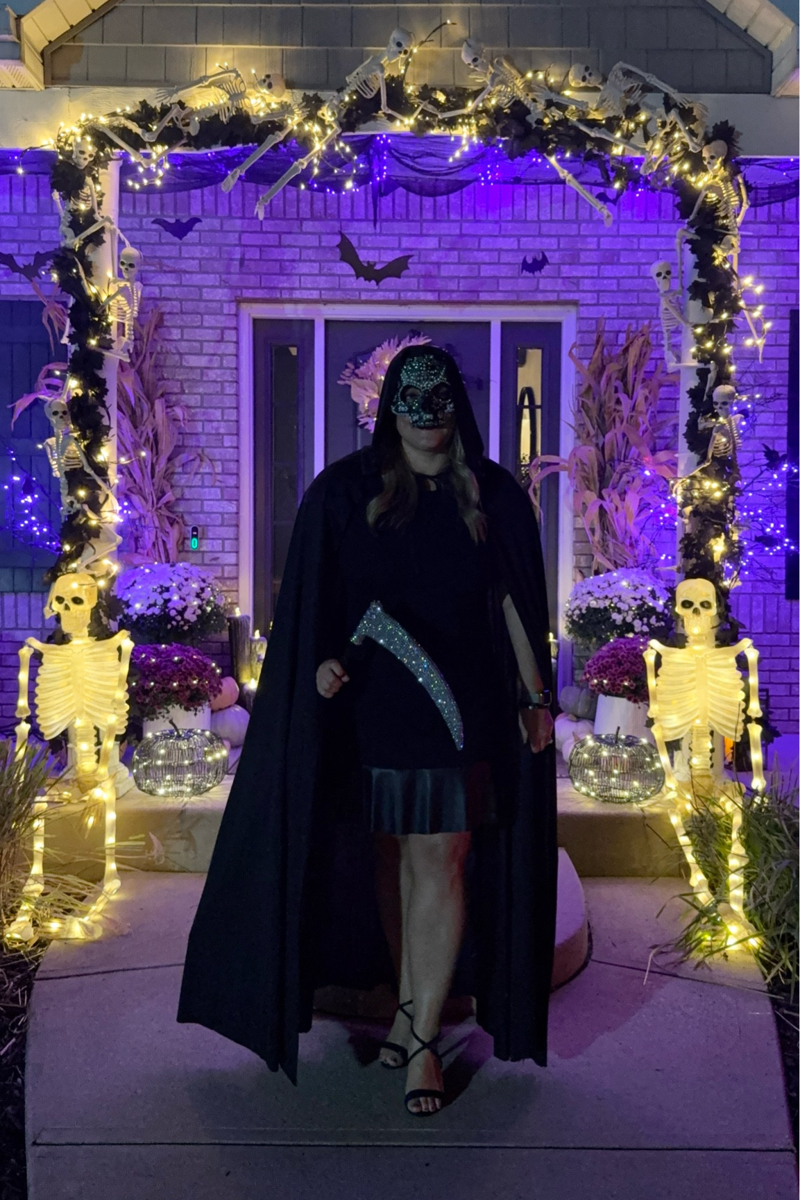Halloween front porch!!  Skeleton arch and light ceiling with hanging bats!

#LTKHalloween

#LTKSeasonal #LTKHome