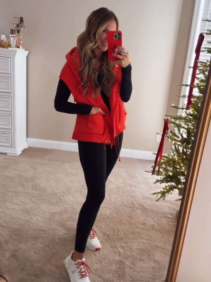 I love this cherry red color in my go-to vest, especially when I can match it with my cute red phone case that's easy to hold, and the red laces on these designer sneakers. Sneakers are selling out quickly, so I am linking the same pair in mens sizing and a similar pair.  

 #LTKootd #LTKSeasonal #LTKActive