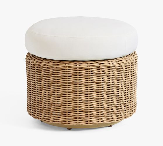 Huntington Wicker Petite Swivel Outdoor Ottoman (21") | Pottery Barn (US)