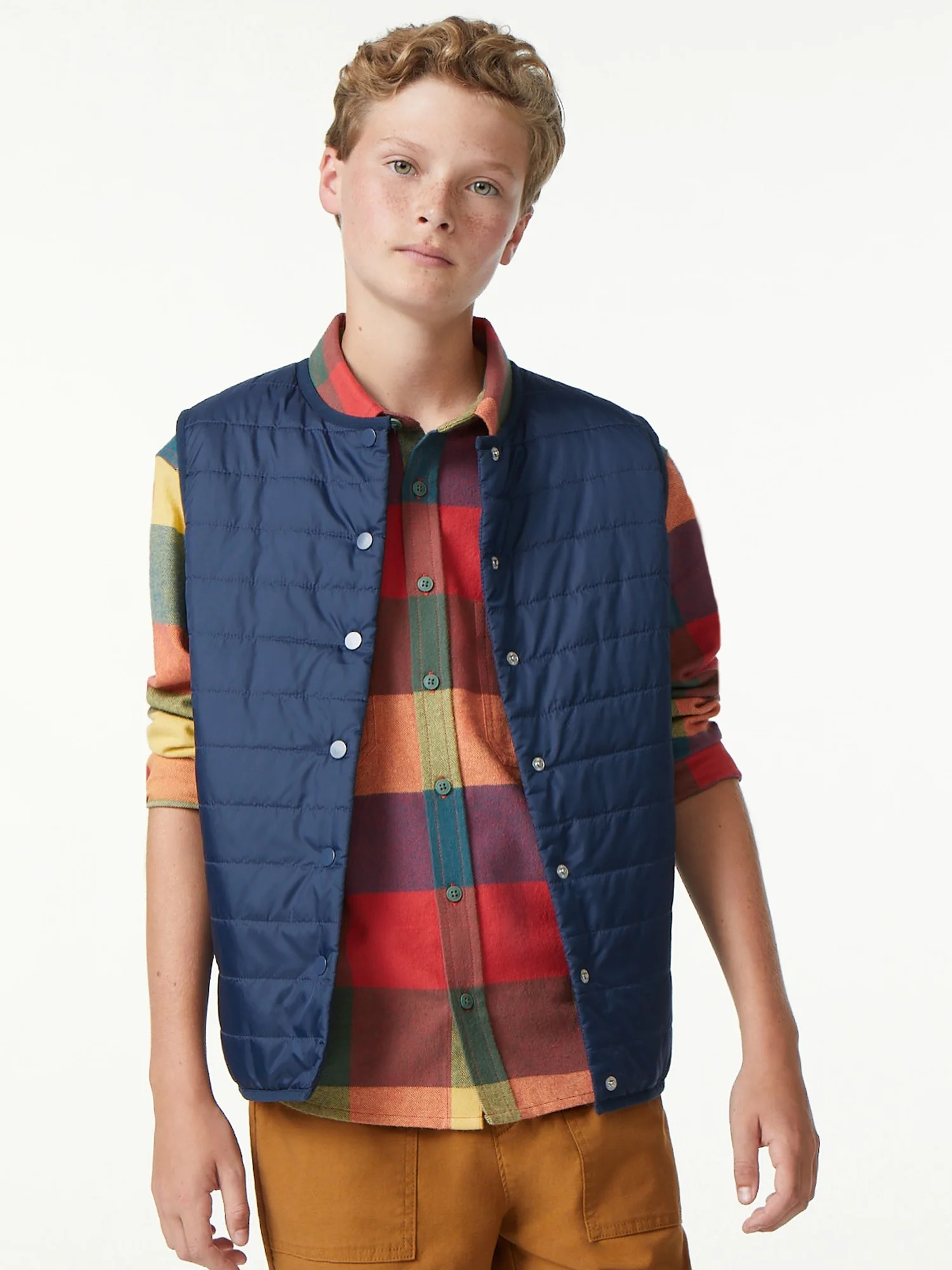 Free Assembly Boys Solid Packable Vest, Sizes 4-18 - Walmart.com | Walmart (US)