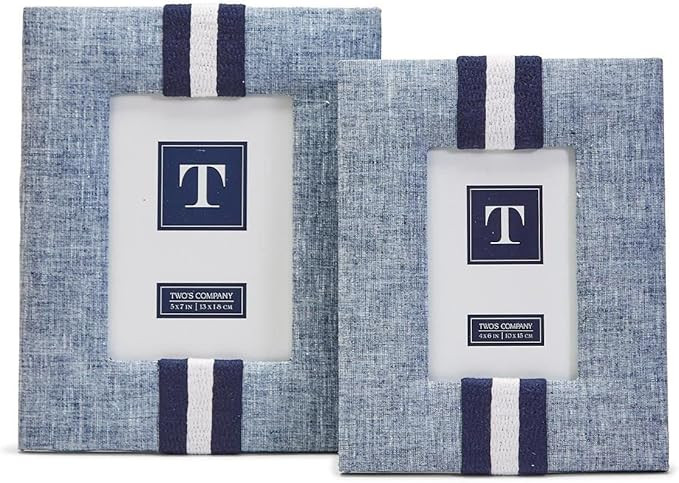 Two's Company Yacht Club Set of 2 Center Stripe Photo Frames | Amazon (US)