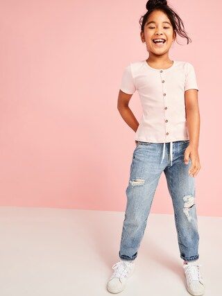 High-Waisted O.G. Straight Built-In Tough Button-Fly Non-Stretch Jeans for Girls | Old Navy (US)