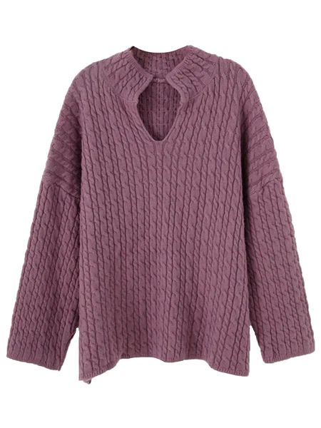 'Phillipa' V-neck Cable Knit Sweater (6 Colors) | Goodnight Macaroon