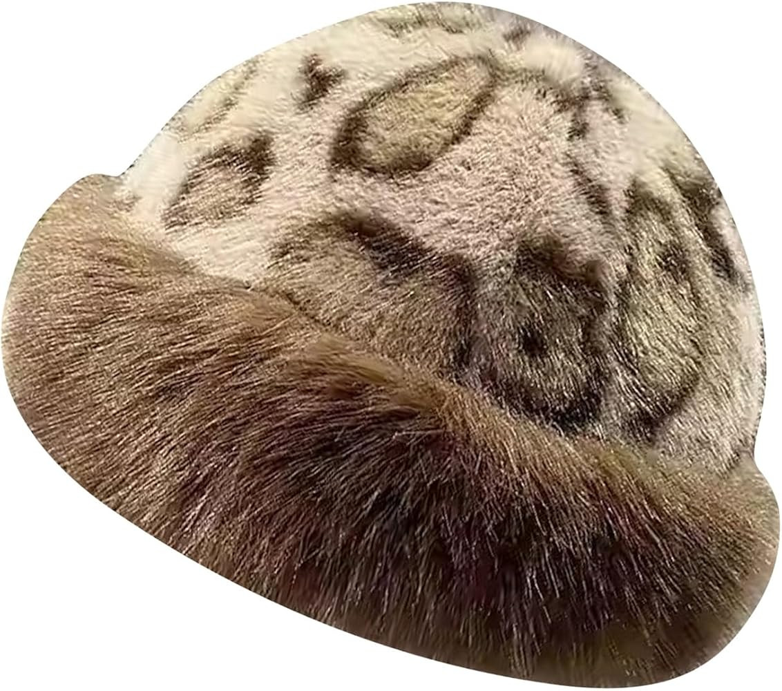 Womens Winter Faux Fur Bucket Hat, Warm Faux Mink Plush Hat Fluffy Fisherman Fuzzy Bucket Hat Rus... | Amazon (US)