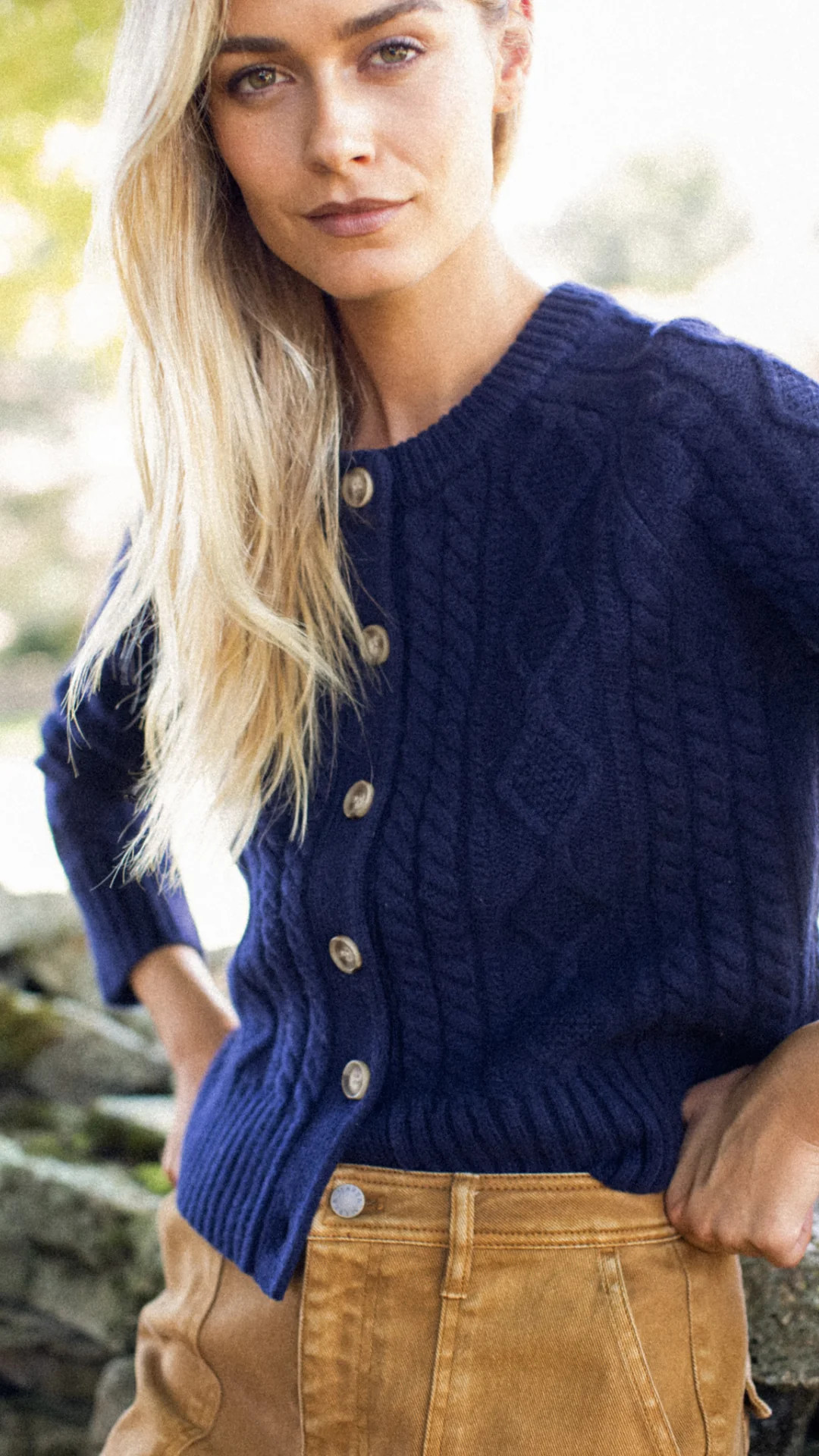 Francis Cable Knit Cardigan - Navy | Marea