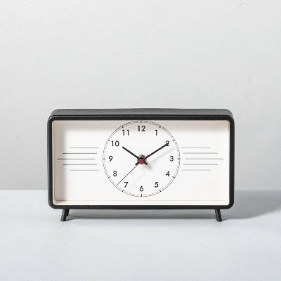 Mid-Century Footed Tabletop Clock Black/Cream - Hearth &#38; Hand&#8482; with Magnolia | Target