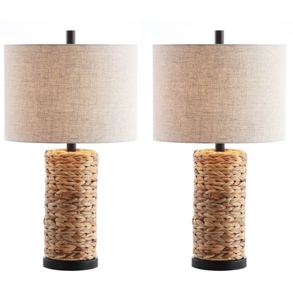 (Set of 2) 25" Elicia Sea Grass Table Lamp Natural (Includes LED Light Bulb) - JONATHAN Y | Target
