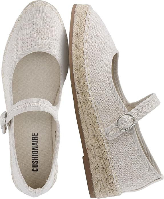 Amazon.com | CUSHIONAIRE Tapas Canvas Mary Jane Flat Espadrilles for Women, Cushioned Comfort Clo... | Amazon (US)