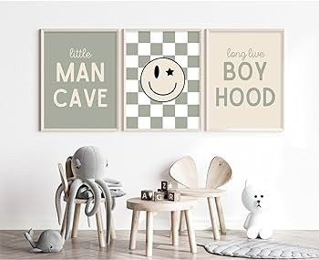 Long Live Boyhood Wall Art Nursery Baby Boys Canvas Wall Art Decor Preppy Retro Poster Prints Kid... | Amazon (US)