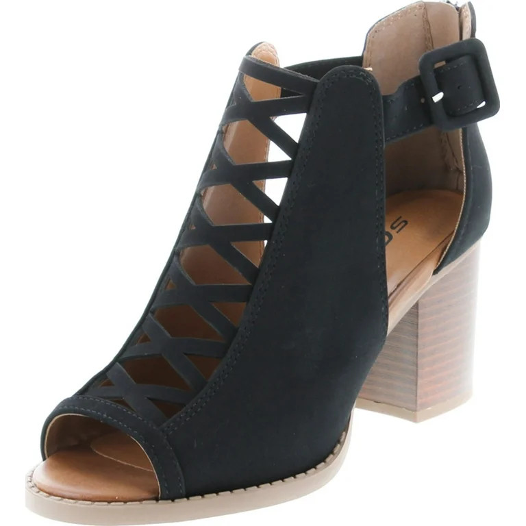 Soda Womens Fahsoin Aran Open Toe Heel Sandal, Black, 9 - Walmart.com | Walmart (US)