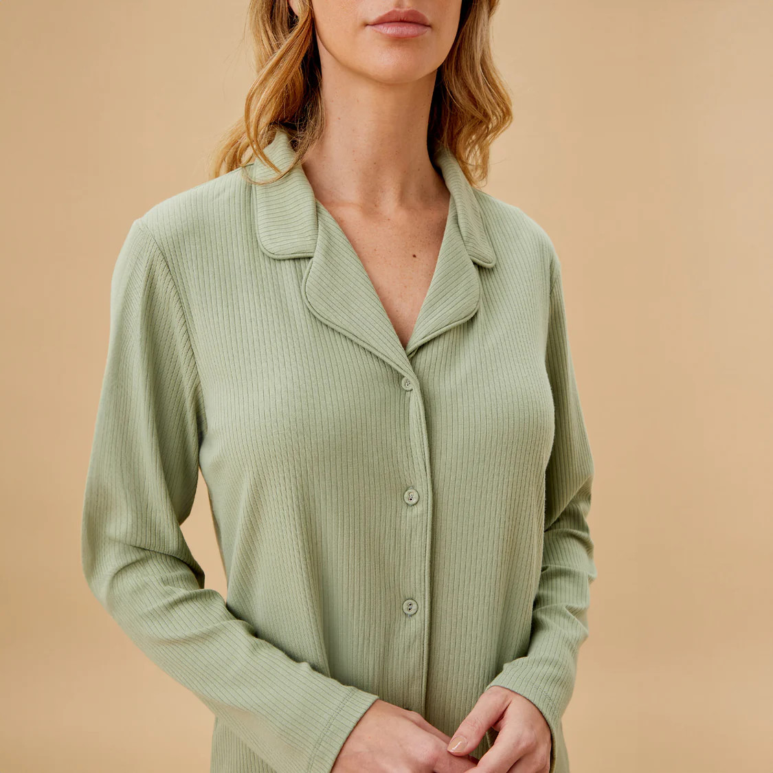 Women's Ribbed Collared Pajama Set | Baby Mori (US)