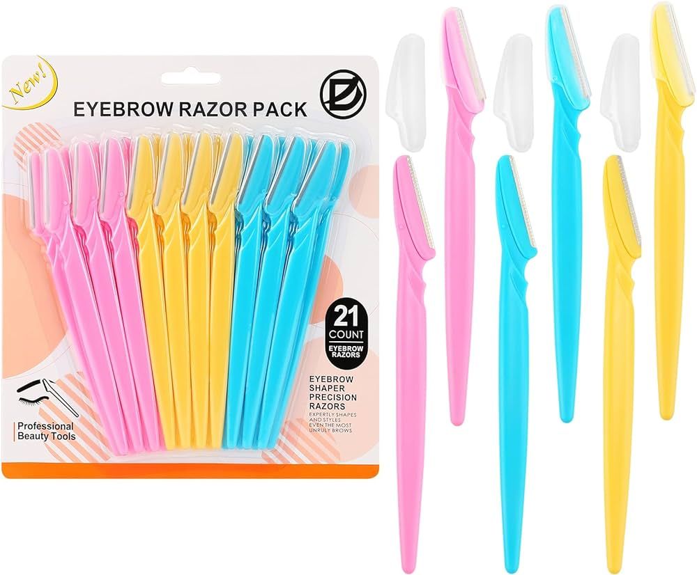 21 PCS Eyebrow Razor,Dermaplane Razor,Face Razors for Women,Dermaplaning Tool for Face,3 Colors F... | Amazon (US)